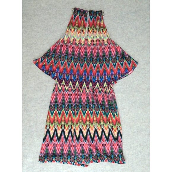 MSK Sleeveless Dress Multicolored Gold Chain Halter Neck Pullover Women's Medium - Picture 4 of 7